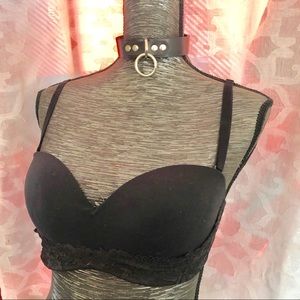 Victoria’s Secret Black Lace Strapless Bra 32 DD